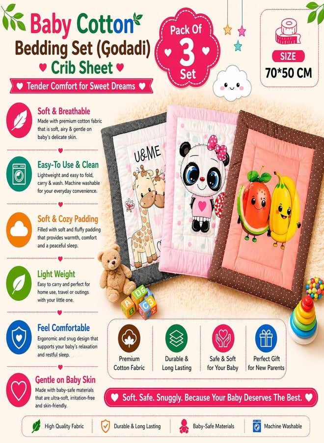 FRIDO Baby Godadi Pack of 3, Soft Cotton, Multicolor Cartoon Print, 20x30 Inch, Newborn Bedding Mat Set (FR_Godadi_7-8-9) - Image 5