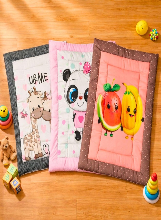 FRIDO Baby Godadi Pack of 3, Soft Cotton, Multicolor Cartoon Print, 20x30 Inch, Newborn Bedding Mat Set (FR_Godadi_7-8-9) - Image 1