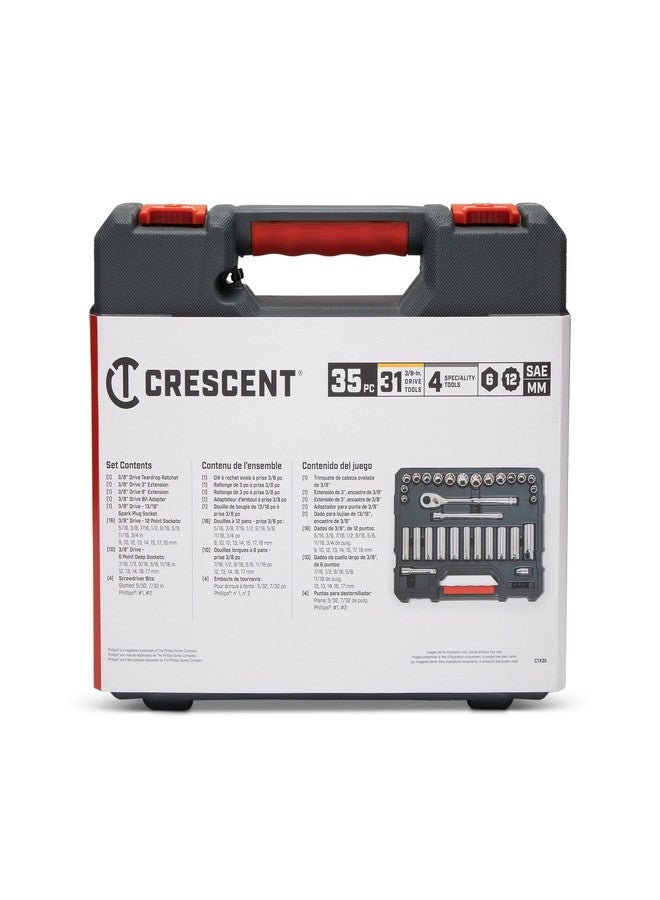 Crescent 35 Piece 3/8" Drive 6 and 12 Point Standard & Deep SAE/Metric Mechanics Tool Set - CTK35 - Image 5