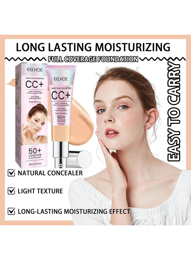 EELHOE CC Color Correcting Full Coverage Cream SPF 50+, CC Cream Foundation, Lightweight Full Coverage Hydrating Serum, Control Oil And Moisturize Waterproof Long Lasting Matte Color Correcting Cream (MEDIUM) - Image 4