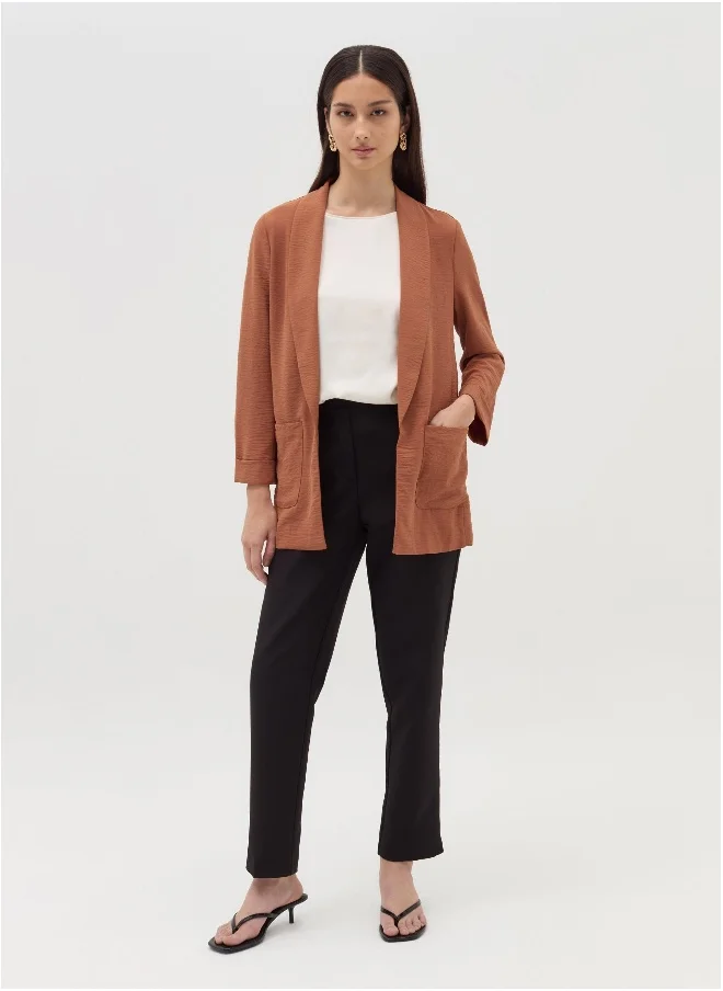 او في اس Open crinkle-effect fluid blazer