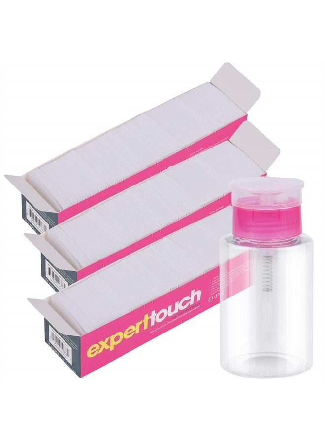 BTYMS 975 Pcs Lint Free Nail Wipes Cotton Pads for Gel and Push Down Nail Polish Remover Pump Dispenser Bottle Empty Acetone Container 6 oz /180 ml - Image 1