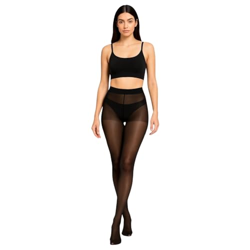 Fashiol Women's High Waisted Transparent Tights Translucent Nylon Stocking Summer Wear Opaque Pantyhose Net Leggings (Black, S) - Image 1