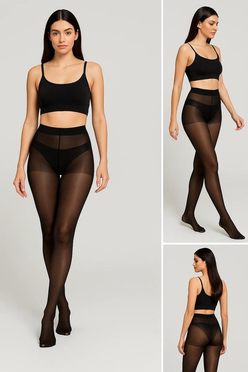 Fashiol Women's High Waisted Transparent Tights Translucent Nylon Stocking Summer Wear Opaque Pantyhose Net Leggings (Black, S) - Image 4