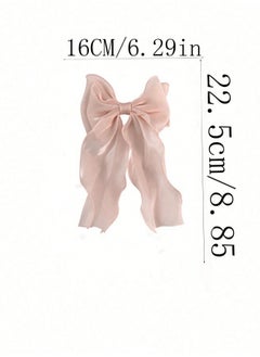 KHAJUL 3-Piece Gauze Cute and Beautiful Bow Hair Accessories for Women Girls (Blue + Pink + Apricot)  - Image 2