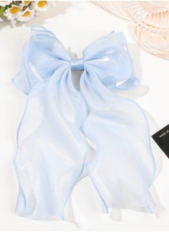 KHAJUL 3-Piece Gauze Cute and Beautiful Bow Hair Accessories for Women Girls (Blue + Pink + Apricot)  - Image 3