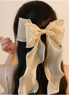 KHAJUL 3-Piece Gauze Cute and Beautiful Bow Hair Accessories for Women Girls (Blue + Pink + Apricot)  - Image 4