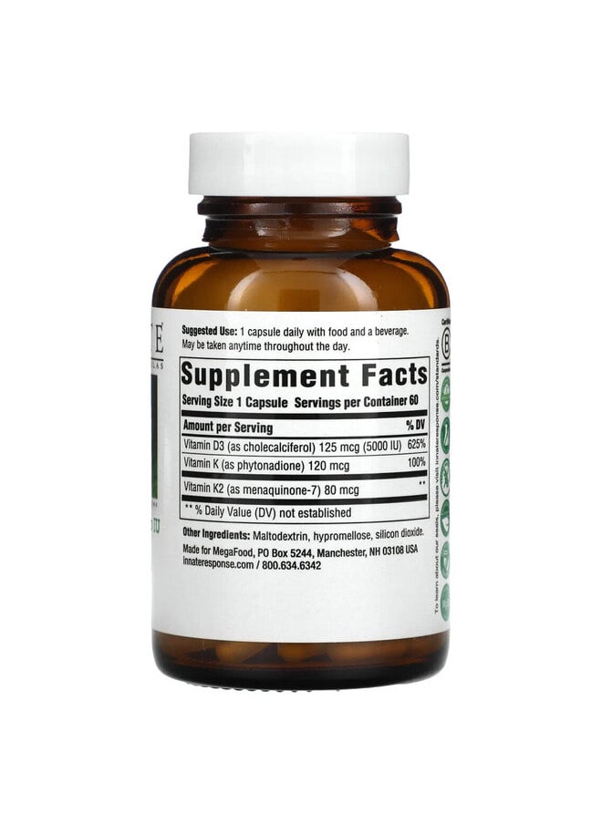 Innate Response Formulas Vitamin D3, 5,000 IU (125 mcg), 60 Capsules  - Image 2