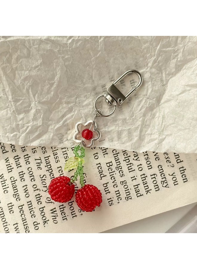 قطعتان من خرز الكرز اللطيف، خرز لحزام الهاتف المحمول، خرز لإكسسوارات الخيط، حبل معصم من الخرز، سلسلة مفاتيح، حقيبة كاواي جميلة، قلادات كاميرا للديكور - Image 4