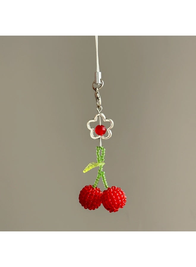 قطعتان من خرز الكرز اللطيف، خرز لحزام الهاتف المحمول، خرز لإكسسوارات الخيط، حبل معصم من الخرز، سلسلة مفاتيح، حقيبة كاواي جميلة، قلادات كاميرا للديكور - Image 5