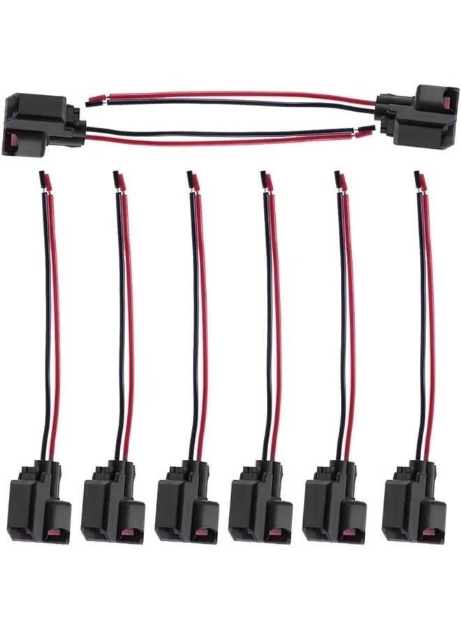 8PCS Fuel Injector Pigtail Connector Plug Wire EV6 Compatible with Ford Mustang F150 F250 Crown Victoria