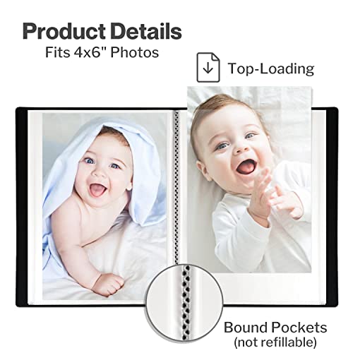 CRANBURY Small Photo Album 4x6 (Blue), 2-Pack 4 x 6 Photo Book, 24 Pockets Shows 48 Pictures, Mini Plastic Picture Album Binder with Customizable Cover - Image 2