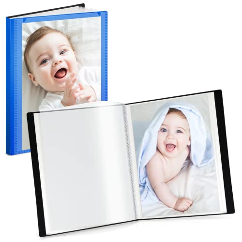 CRANBURY Small Photo Album 4x6 (Blue), 2-Pack 4 x 6 Photo Book, 24 Pockets Shows 48 Pictures, Mini Plastic Picture Album Binder with Customizable Cover - Image 1