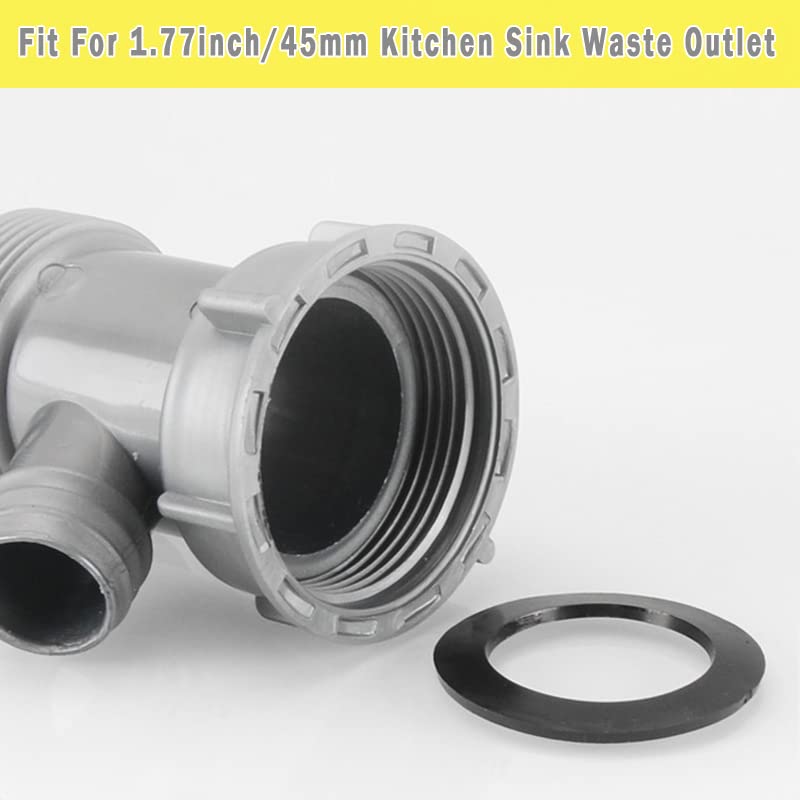 Cinsda Kitchen Sink Drain Pipe Adapter Wye, Y-Shaped Strainer Connector Waste Outlet Male Female Thread Fitting with Dishwasher Input - Image 3