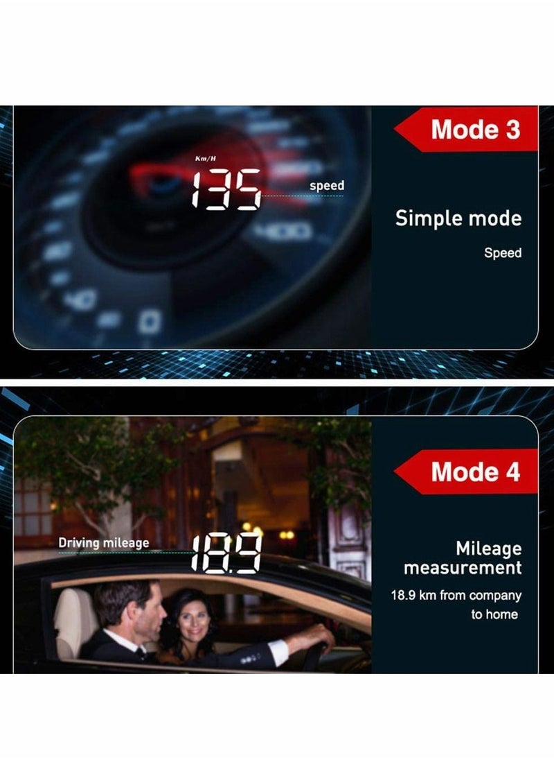 HUD Display lesgos Vehicle Speedometer Head Up Display with Hood Speed Warning HUD Projector for Cars and Trucks with OBD II or EUOBD