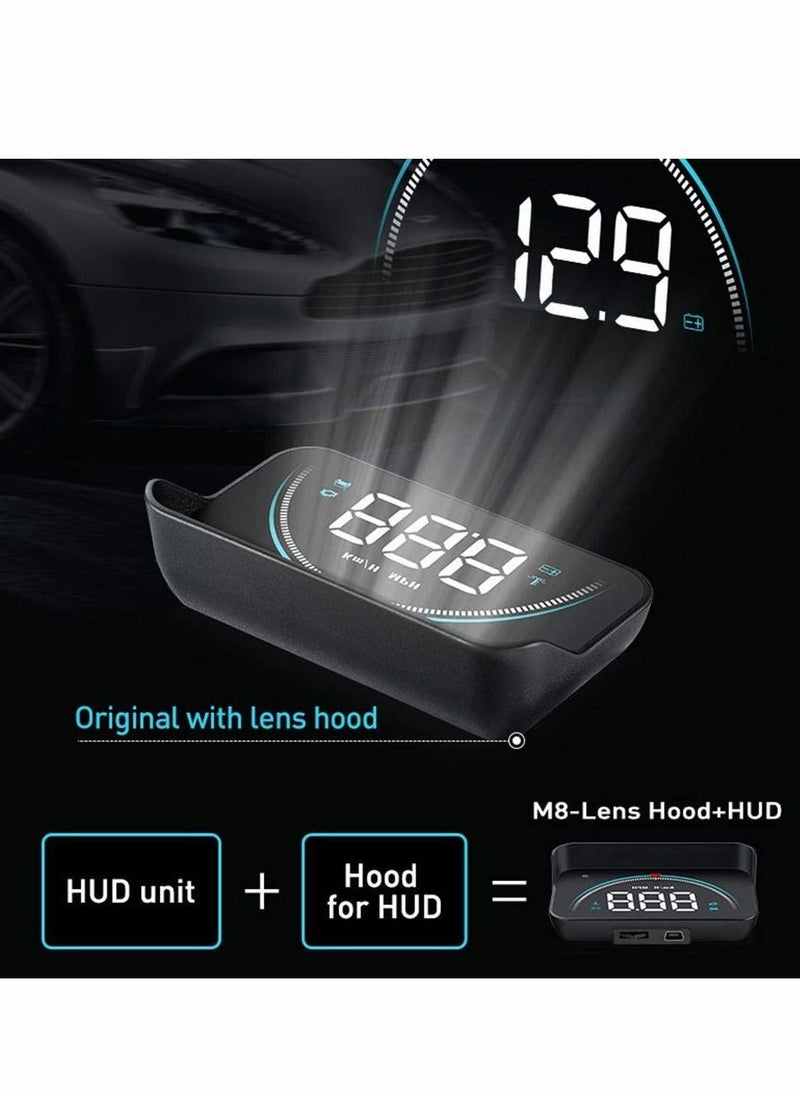 HUD Display lesgos Vehicle Speedometer Head Up Display with Hood Speed Warning HUD Projector for Cars and Trucks with OBD II or EUOBD
