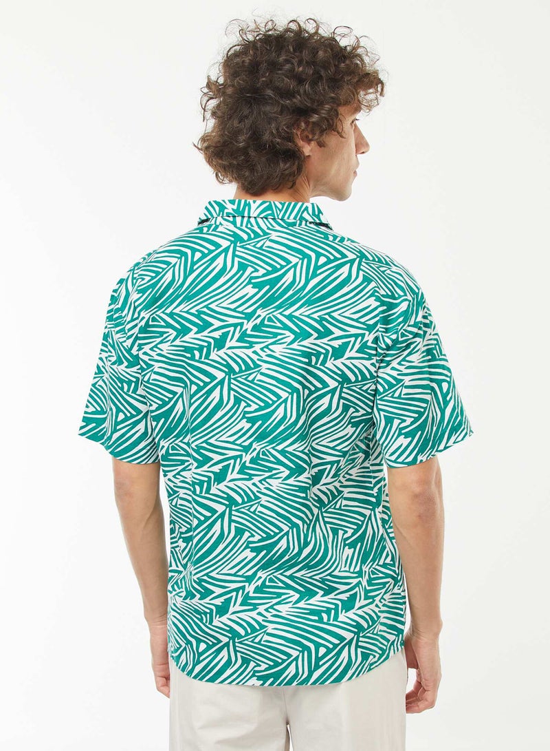 Kiabi Short-sleeved printed linen-blend shirt - Image 1