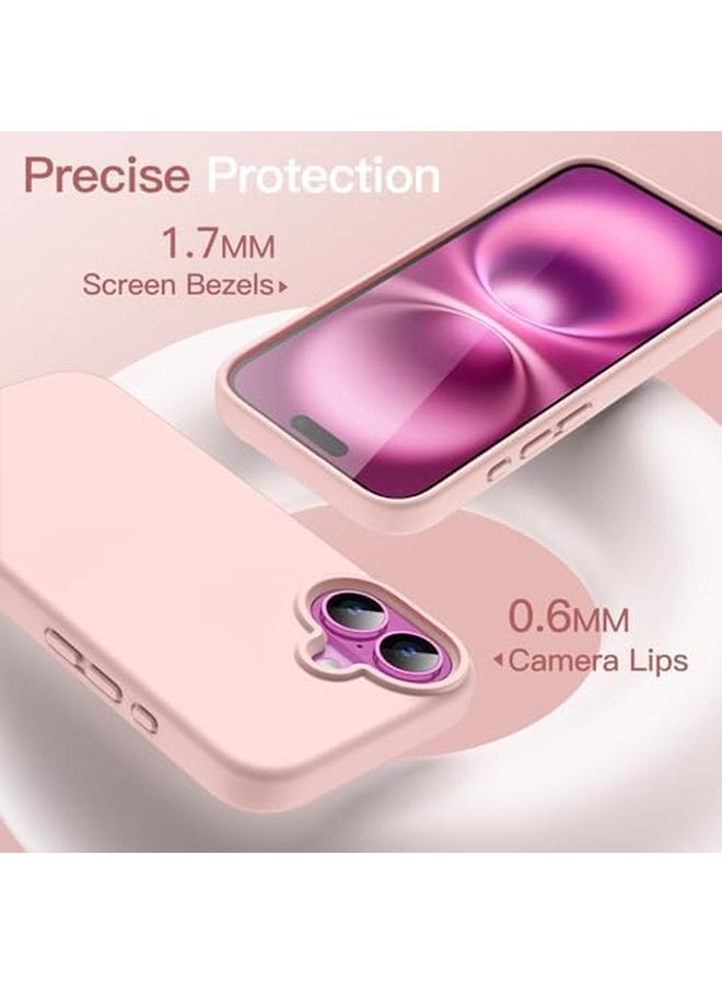 جي تيك جراب سيليكون سائل لهاتف آيفون 16 مقاس 6.1 بوصة، جراب حماية كامل للجسم ناعم الملمس ومضاد للخدش ومقاوم للصدمات مع بطانة من الألياف الدقيقة باللون الوردي الفاتح - Image 5