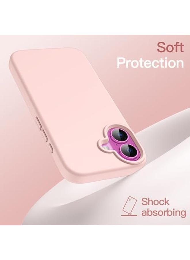 جي تيك جراب سيليكون سائل لهاتف آيفون 16 مقاس 6.1 بوصة، جراب حماية كامل للجسم ناعم الملمس ومضاد للخدش ومقاوم للصدمات مع بطانة من الألياف الدقيقة باللون الوردي الفاتح - Image 4