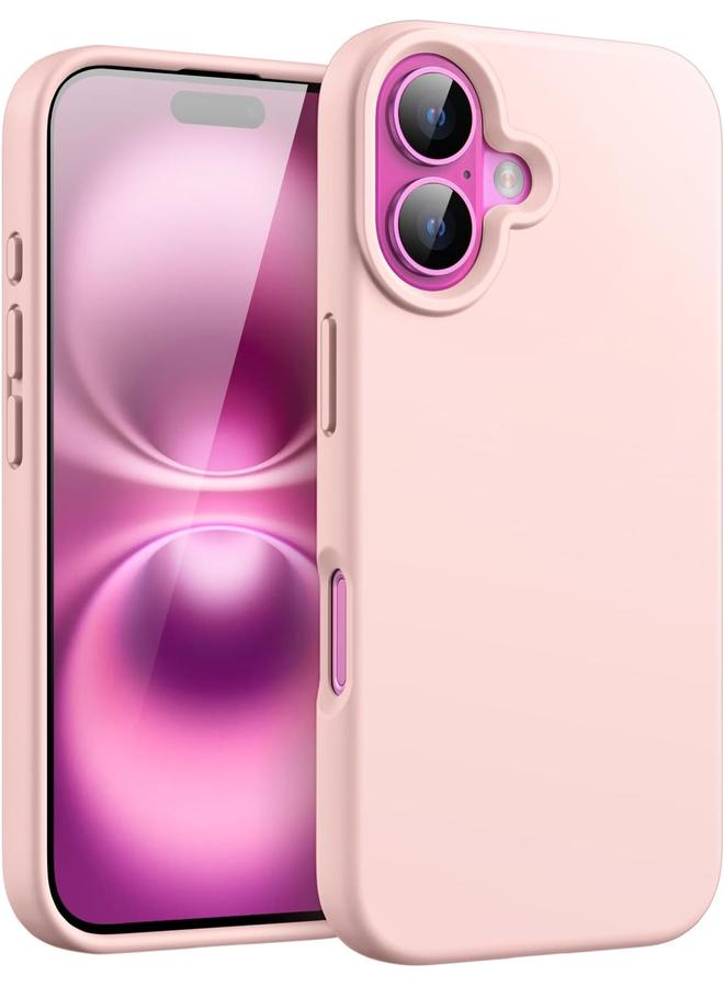 جي تيك جراب سيليكون سائل لهاتف آيفون 16 مقاس 6.1 بوصة، جراب حماية كامل للجسم ناعم الملمس ومضاد للخدش ومقاوم للصدمات مع بطانة من الألياف الدقيقة باللون الوردي الفاتح - Image 1