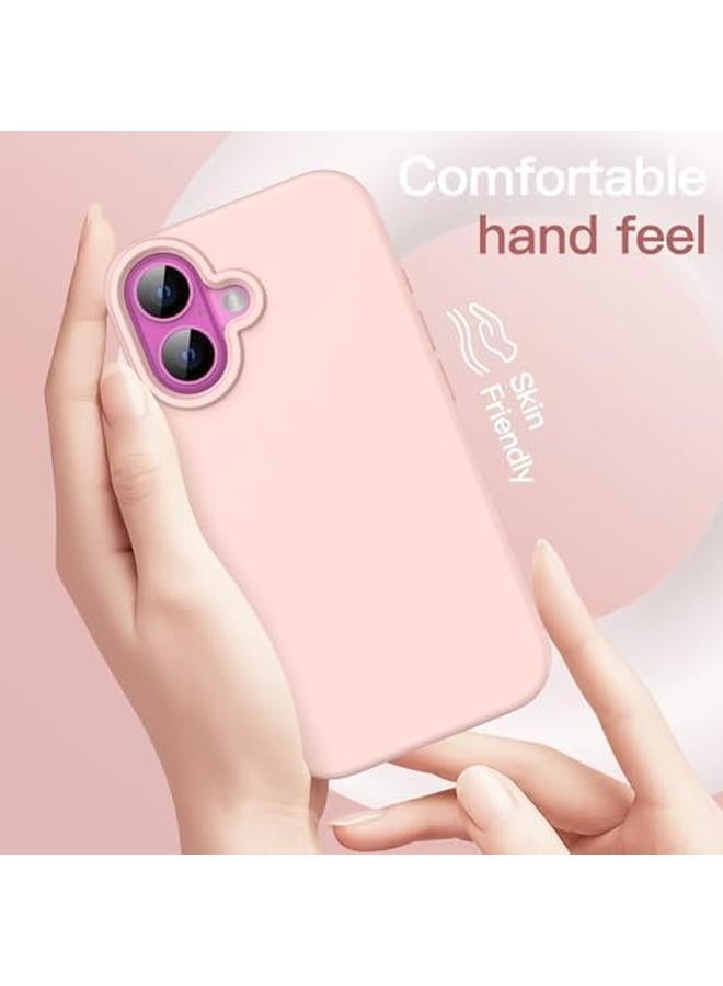 جي تيك جراب سيليكون سائل لهاتف آيفون 16 مقاس 6.1 بوصة، جراب حماية كامل للجسم ناعم الملمس ومضاد للخدش ومقاوم للصدمات مع بطانة من الألياف الدقيقة باللون الوردي الفاتح - Image 3