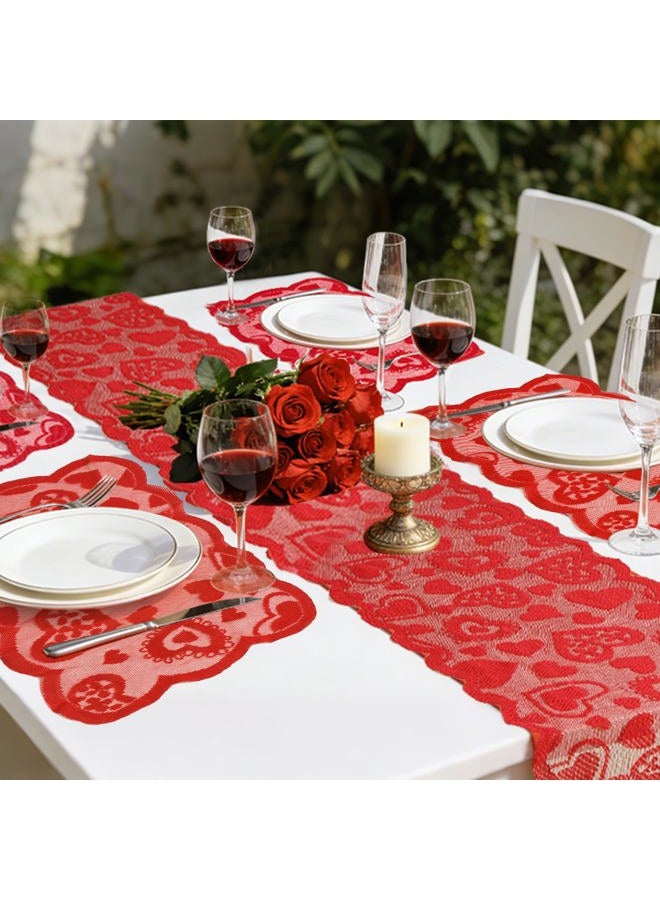 Labrostar 5Pack Valentines Day Decorations Valentine's Day Table Runner Red Heart Lace Table Runner for Valentines Day Decor Anniversary Engagement Wedding Home Table Romantic Decorations 13x72 Inch - Image 5