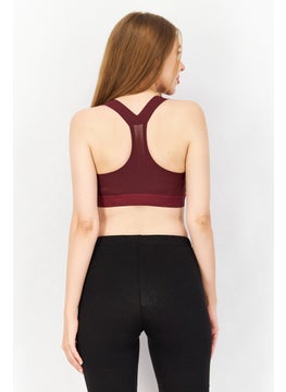 Reebok Women Sportswear Fit Padded Sleeveless Training Sport Bra, Maroon  - Image 3