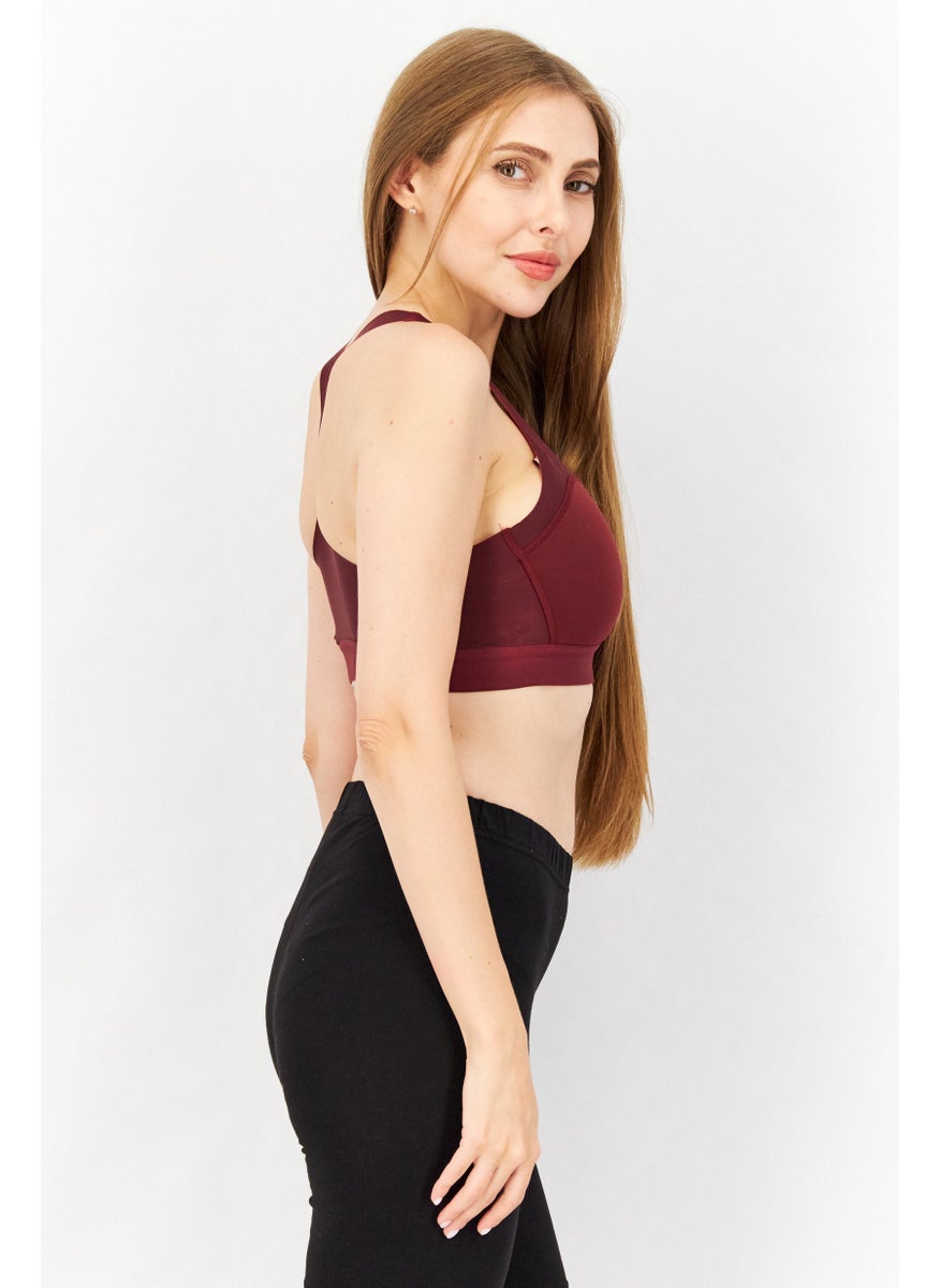 Reebok Women Sportswear Fit Padded Sleeveless Training Sport Bra, Maroon  - Image 2