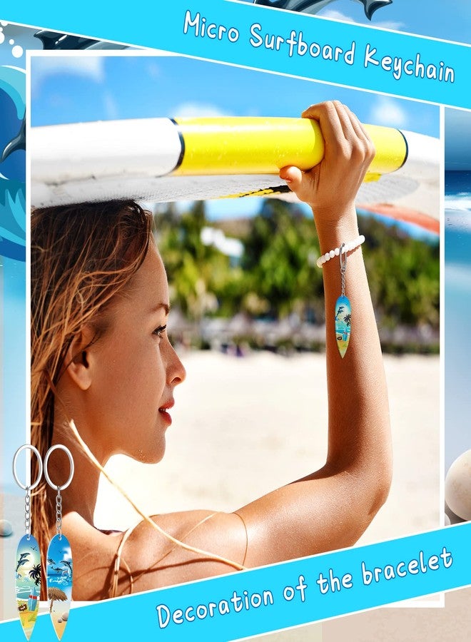 Henoyso 24 Pcs Beach Summer Party Favors Surfboard Keychains Toy Gifts Bulk Acrylic Mini Surfboard Sea Turtle Coconut Tree Key Chains for Florida California Hawaiian Bahamas Souvenirs Supplies - Image 3