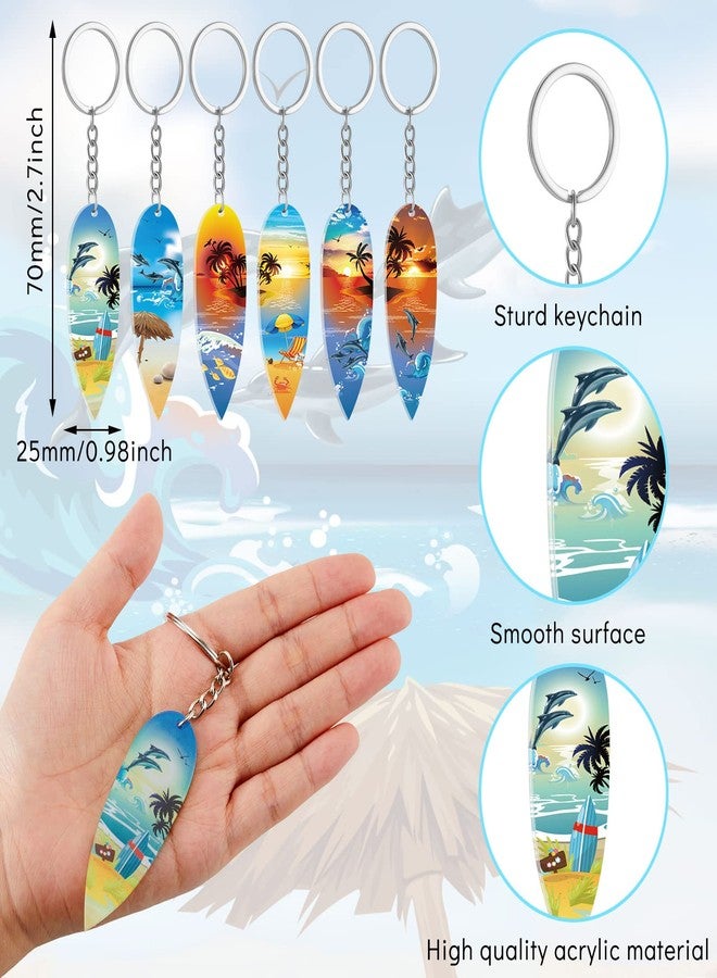 Henoyso 24 Pcs Beach Summer Party Favors Surfboard Keychains Toy Gifts Bulk Acrylic Mini Surfboard Sea Turtle Coconut Tree Key Chains for Florida California Hawaiian Bahamas Souvenirs Supplies - Image 2