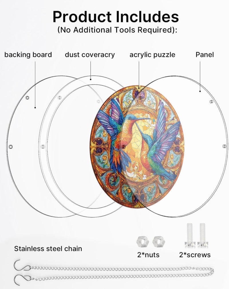 Acrylic Jigsaw Puzzle for Adults DIY Suncatcher Kit High Transparency UV Printed Stained Glass Style Window Hanging Decoration - Laser Cut Scratch Resistant Diamond Acrylic Easy Assembly No Glue with - Image 2