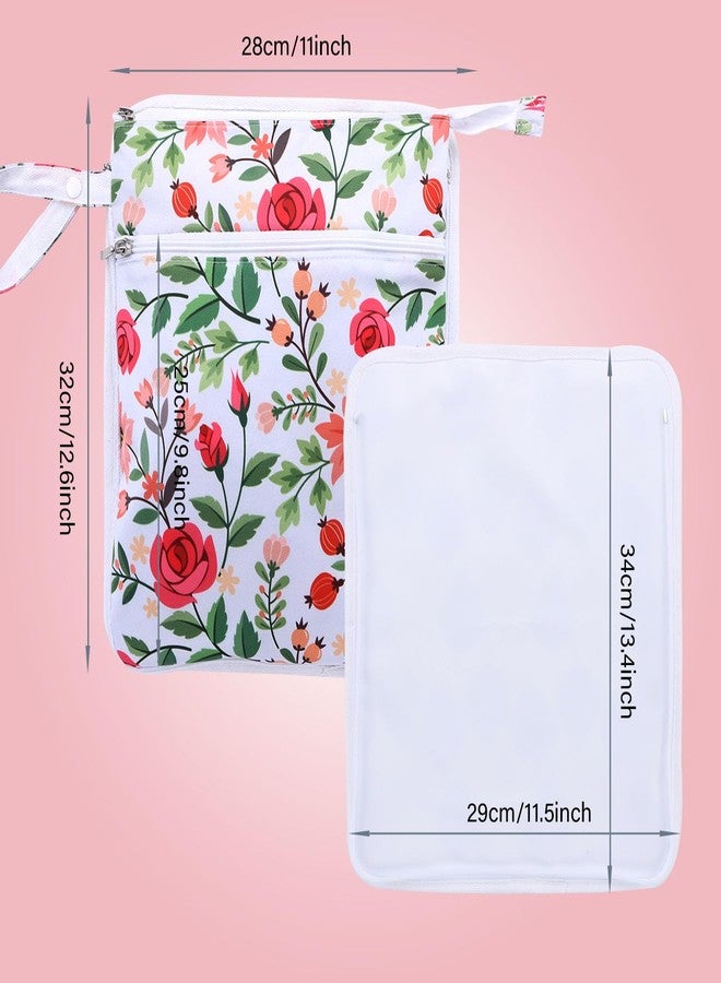 Hi Sprout Breast Pump Bag Wet/Dry Bag with Preparation Place Mat, Waterproof Pump Parts Storage Bag for Moms Pumping at Work or Outdoors(Romantic flowers) - Image 3