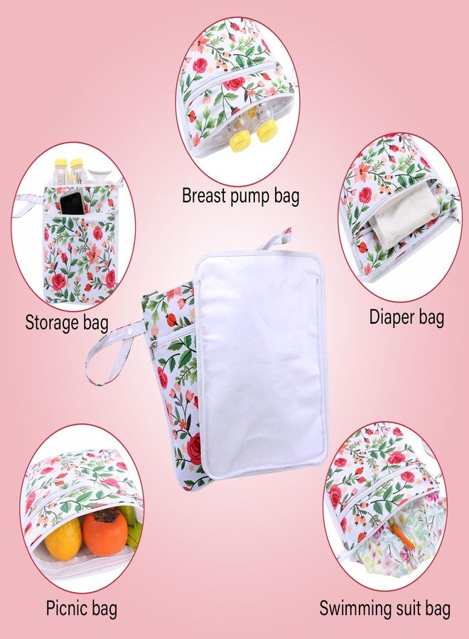 Hi Sprout Breast Pump Bag Wet/Dry Bag with Preparation Place Mat, Waterproof Pump Parts Storage Bag for Moms Pumping at Work or Outdoors(Romantic flowers) - Image 5
