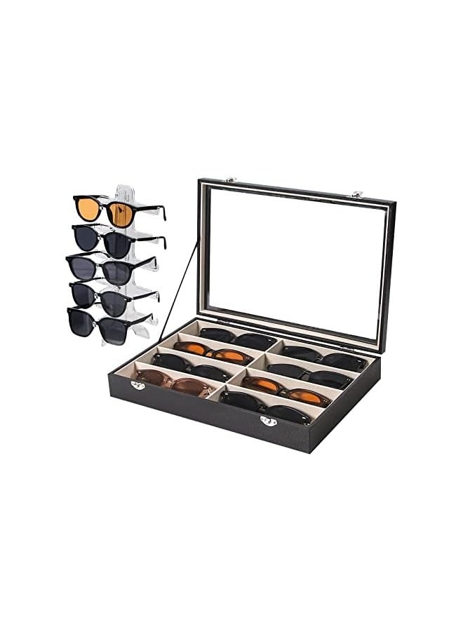 PROMASS 8 Slot sunglass organizer case,sunglasses storage box 5 Tier sunglass holder for multiple glasses eyeglass display stand,sunglass rack For men and women, One Size  - Image 1