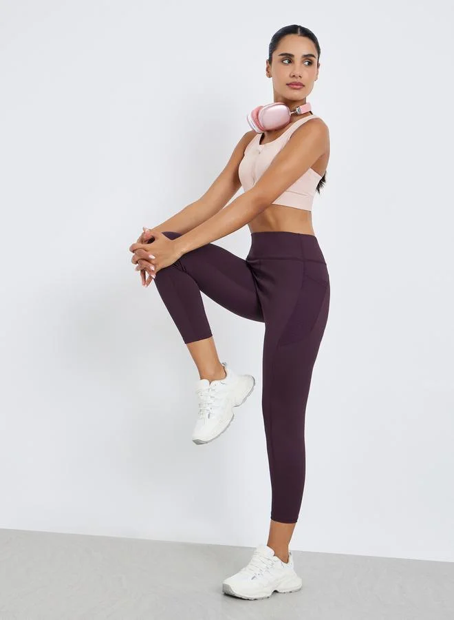 Styli Active Women Textured Pocket Reflective Stripe 7/8 Leggings