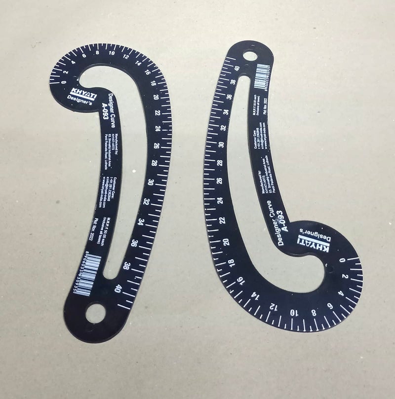 Generic French Curve Scale and Designer Curve Plastic ColarArmhole CurveBlack12inch 2 Pcs  - Image 1