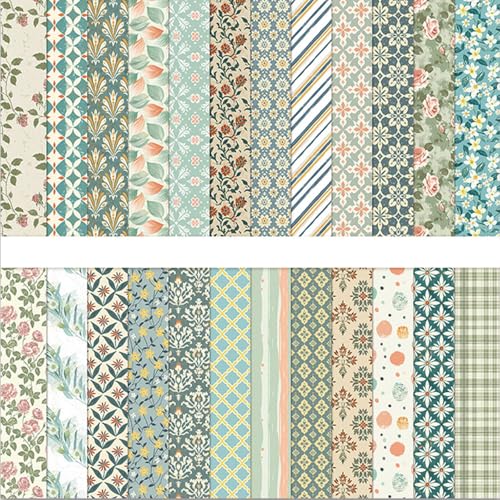 MIATTCLD Scrapbook Paper 12x12 In Double Sided Decorative Paper for Scrapbooking, 24 Sheets/24 Designs Spring Floral Patterned Craft Paper for Junk Journals DIY Cards Album Decoration (Blue) - Image 1