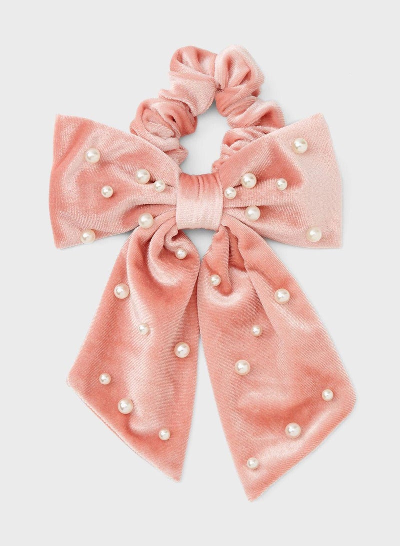 Claires Kids Pink Pearl Scrunchie 