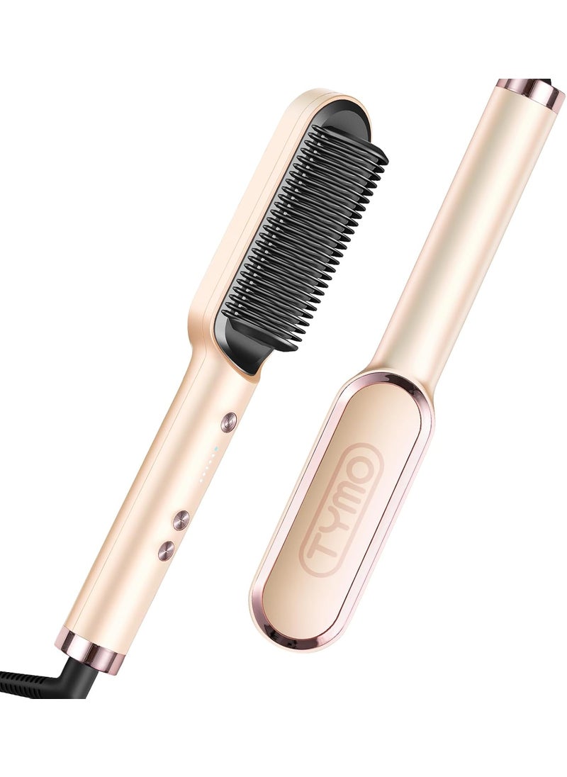 TYMO TYMO Ring Hair Straightener Brush  Hair Straightening Iron with Builtin Comb 20s Fast Heating  5 Temp Settings  AntiScald Perfect for Professional Salon at Home Peach 