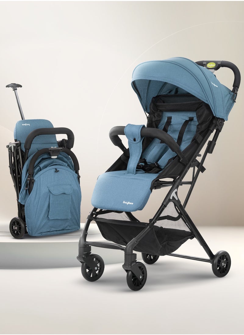 BAYBEE Foldable Cabin Baby Stroller Pram for Baby with Metal Frame, 3-Position Adjustable Seat & Canopy, Bassinet, Parent Handle, 5 Point Safety Belt, Stroller for Kids Toddler 0 to 3 Years Boy Girl Blue  - Image 1