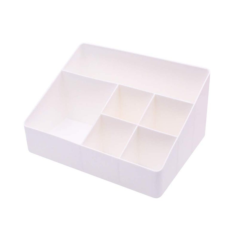 Granvela Home Organizer Bedside Table Organizer Makeup Organizer |Cosmetics Storage Box - 6 Compartments (White) - Image 2