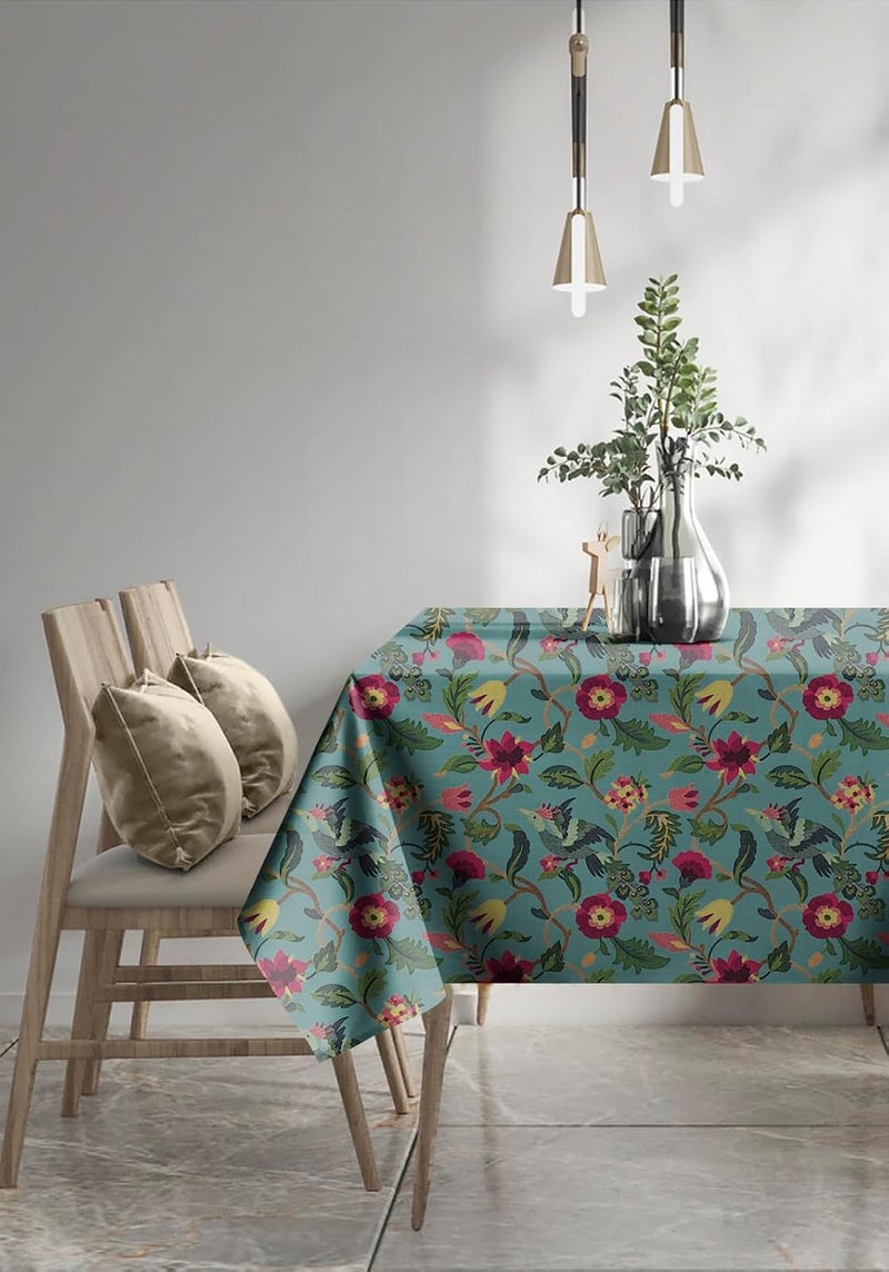 Casableu Cabal Aqua 6 Seater Table Cloth Dust-Proof Table Cover for Dinning Tabletop Decoration | Size: 50x72 Inches | - Image 2