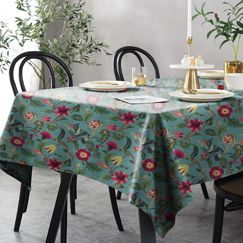 Casableu Cabal Aqua 6 Seater Table Cloth Dust-Proof Table Cover for Dinning Tabletop Decoration | Size: 50x72 Inches | - Image 1