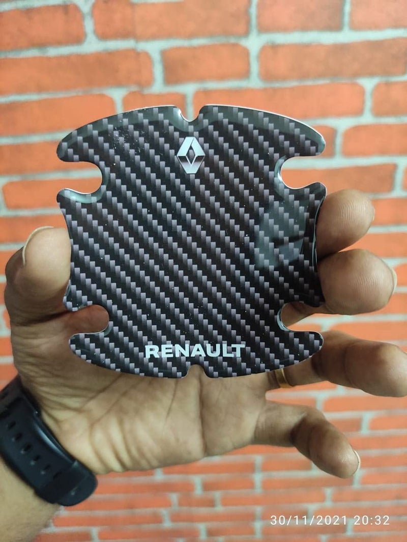 BIG FLAG BFRC 3D Gel Finish Car Door Carbon Fiber Handle Cup Scratch Guard Sticker Universal for Specific Brand (Pack of 4) (MRDRCFVAR) (Renault) - Image 5