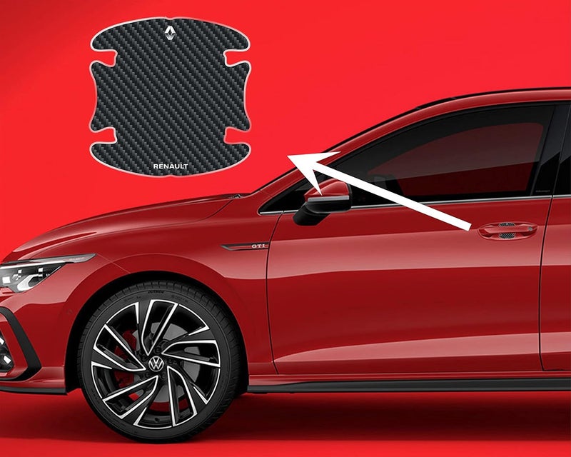 BIG FLAG BFRC 3D Gel Finish Car Door Carbon Fiber Handle Cup Scratch Guard Sticker Universal for Specific Brand (Pack of 4) (MRDRCFVAR) (Renault) - Image 1