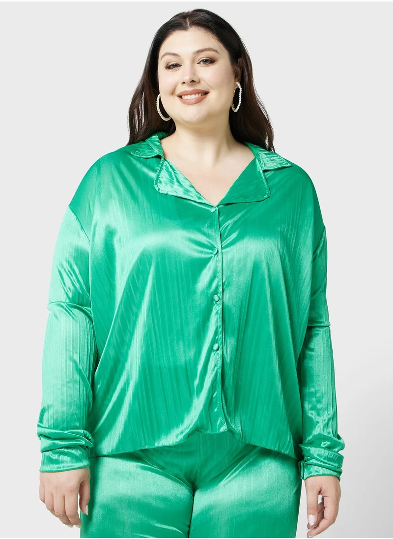 Ella Plus Plisse Detail Top & Pants Set