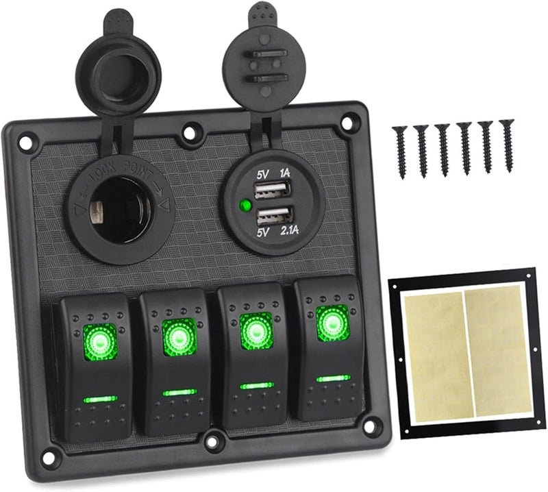 Wivplex 4 Gang Rocker Switch Panel with USB Charger - Image 1