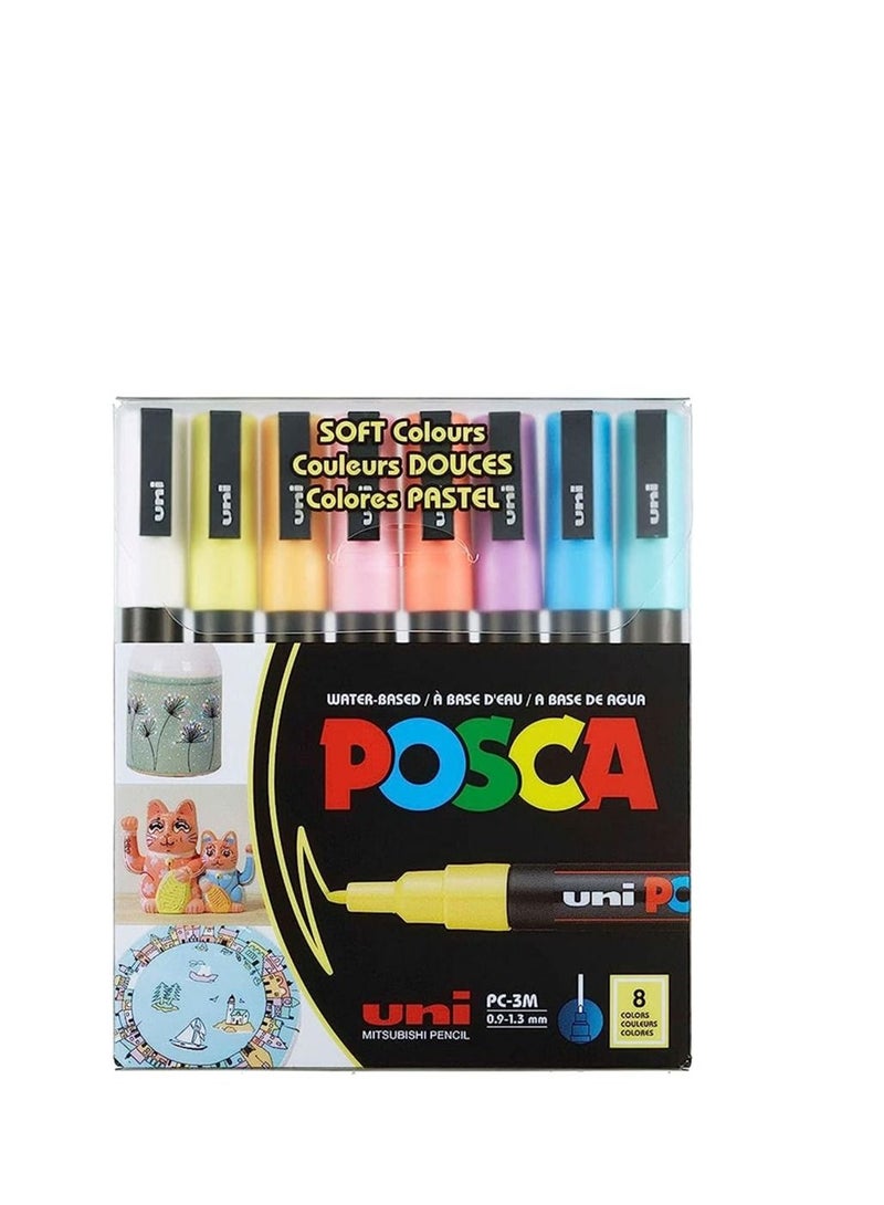 Posca PC-3M Soft Colours 8PCS 0.9-1.3MM - Image 2