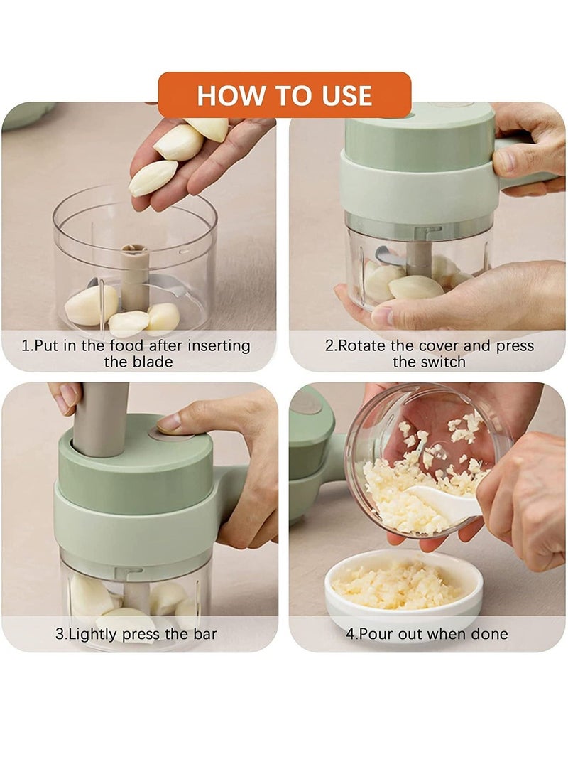 بيوينتي 4 in 1 Handheld Electric Food Chopper Wireless Vegetable Cutter Set Vegetable Chopper and Meat grinder with USB Powered for Kitchen Cooking-1 Pack  - Image 4
