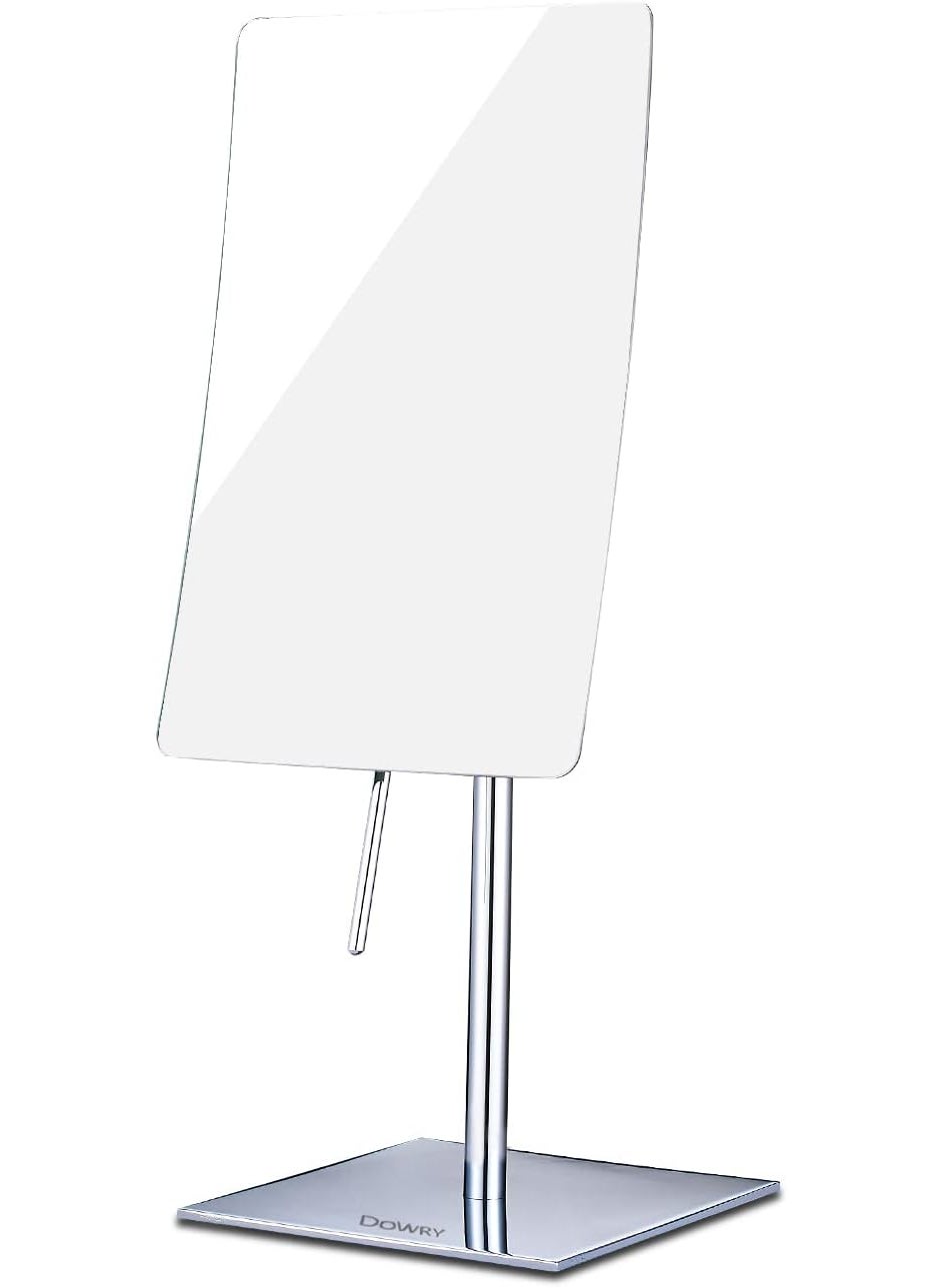 DOWRY DOWRY 8 Inch 3X Magnified Tabletop Rectangular Adjustable Makeup Mirror,304 Stainless Steel,Polished Chrome 2234(3X) 